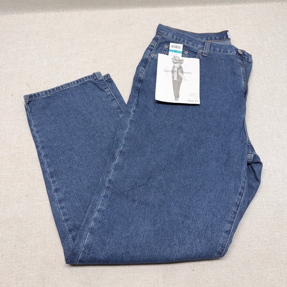 Calvin Klein Jeans Womens 16 Easy Fit Relaxed Tapered‎ Leg Denim Blue NWT